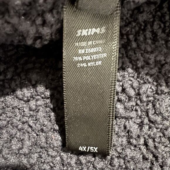 SKIMS Cozy Sherpa Pullover Sweater Quarter Snap Black Plus Sz 4X Teddy Fleece - Picture 4 of 9